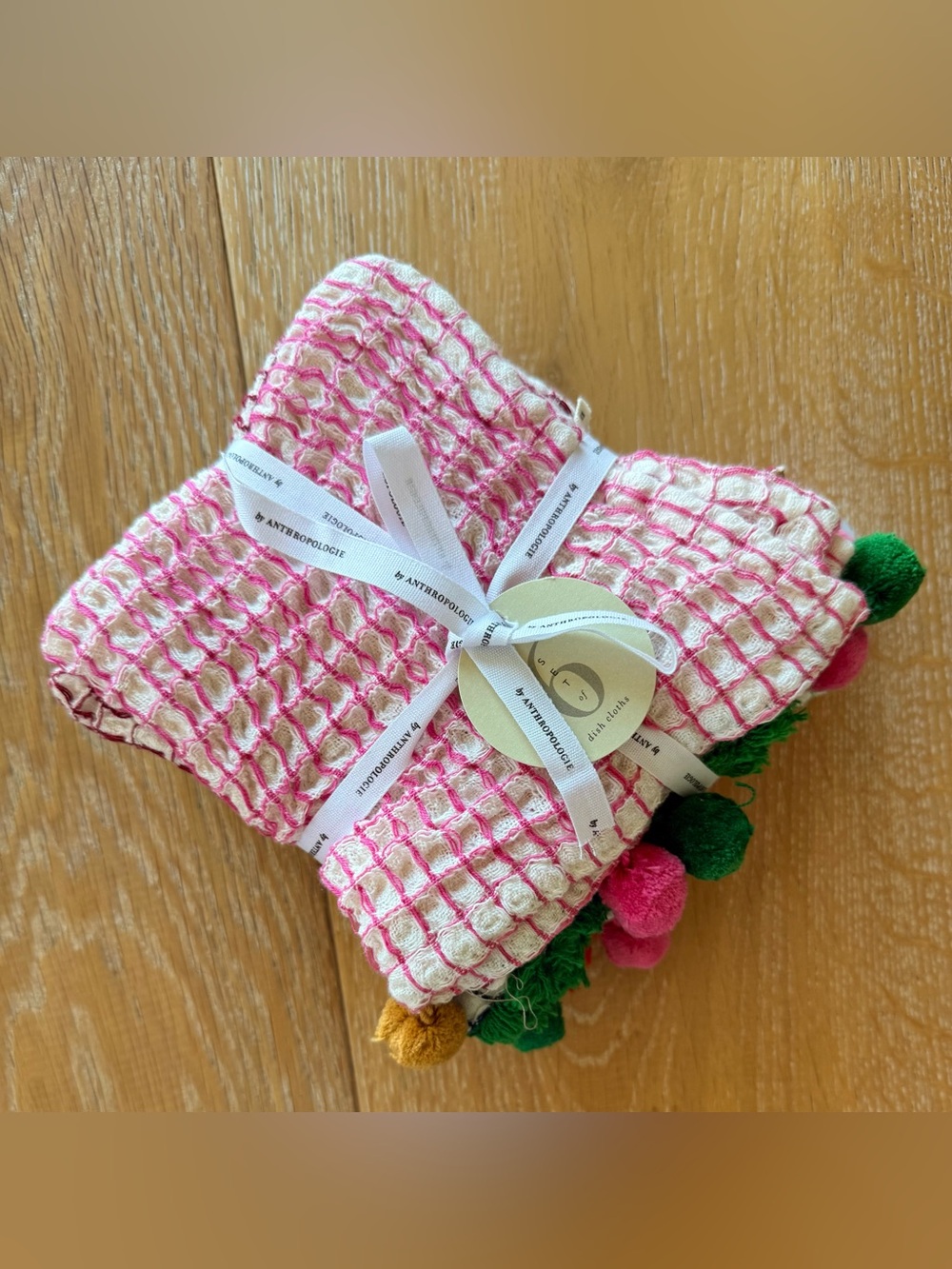 Anthropologie Dish Cloths with Pom Details